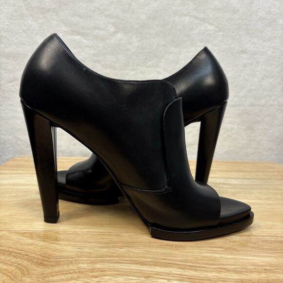 Alexander Wang Luisa Black Leather Open Peep Toe Booties High Heels Size EU 38 - Picture 8 of 16